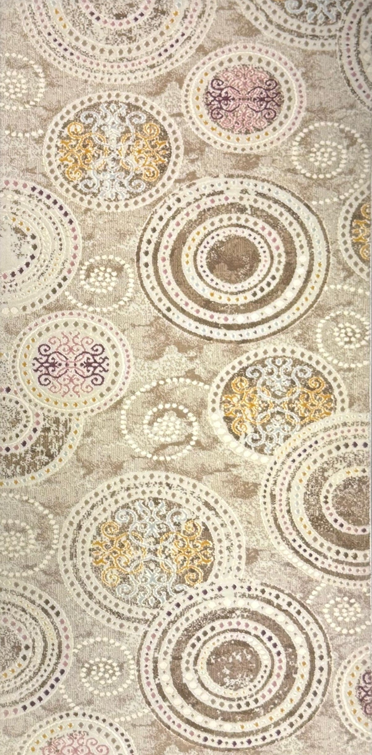 Shakespeare “Royal Medallion Circles” Classic Rug – Beige Multicolor Vintage Pattern Area Carpet