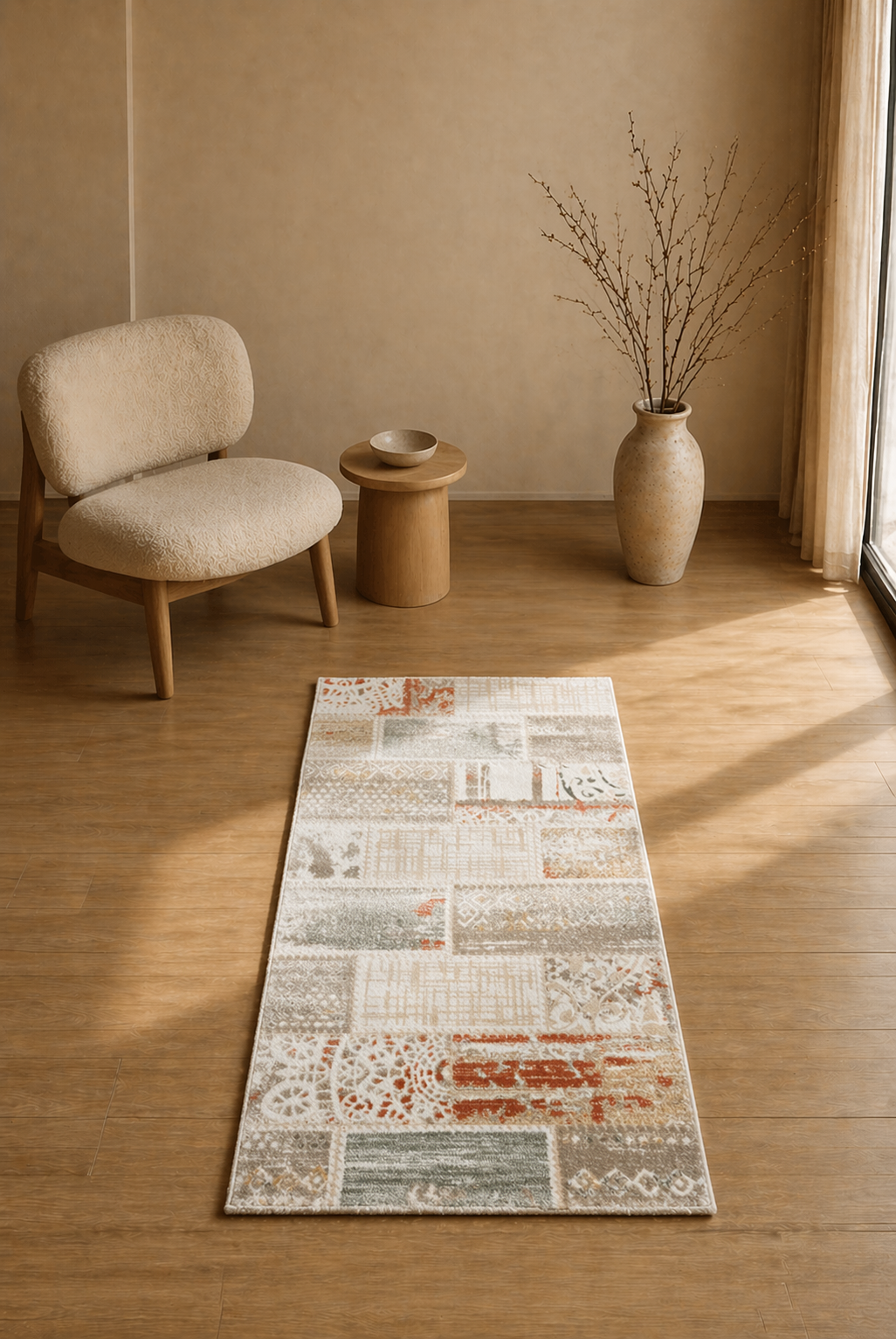 Shakespeare Ivory Patchwork Carpet – Off White Elegant Modern Area Rug