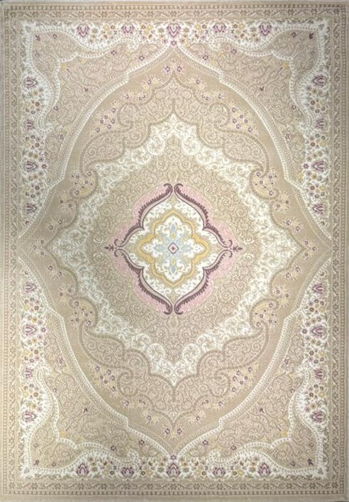 Shakespeare “Royal Garden Medallion” Classic Carpet – Beige Floral Vintage Rug