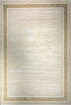 Silk “Golden Frame” Modern Carpet – Beige &amp; Gold Minimalist Border Rug