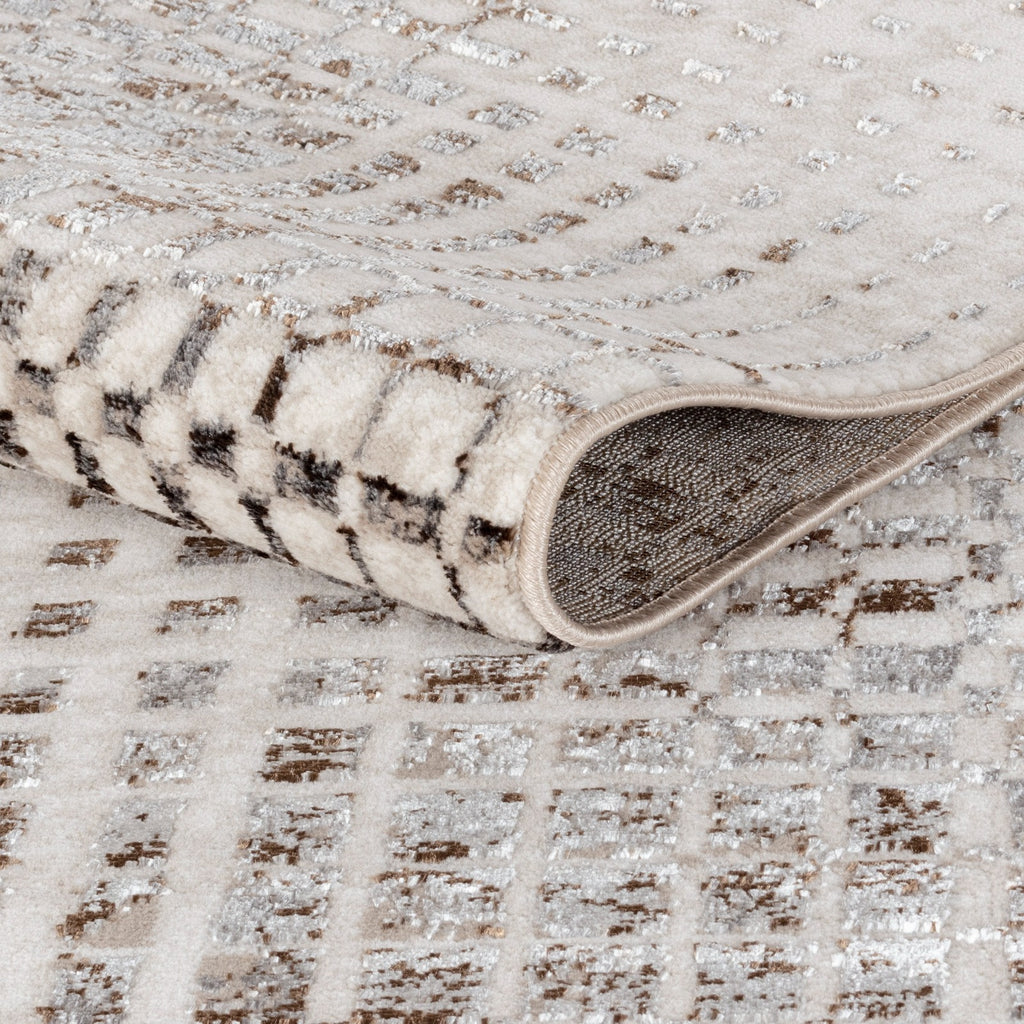Lagos 182B SH Cream & Dark Brown Geometric Living Room Carpet