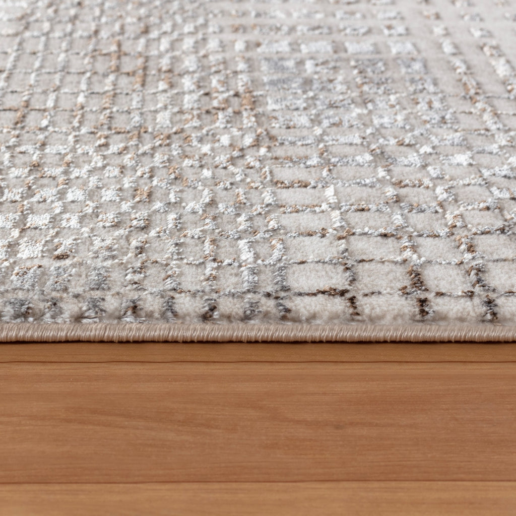 Lagos 182B SH Cream & Dark Brown Geometric Living Room Carpet