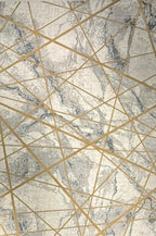 Urbino 607 “Golden Lines” Modern Marble Rug – Grey & Gold Abstract Geometric Area Carpet