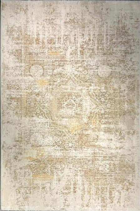 Urbino 98 “Golden Heritage” Modern Vintage Rug – Beige & Gold Distressed Area Carpet