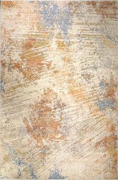 Valeria 96 “Golden Horizon” Modern Abstract Carpet – Beige, Rust & Blue Contemporary Rug