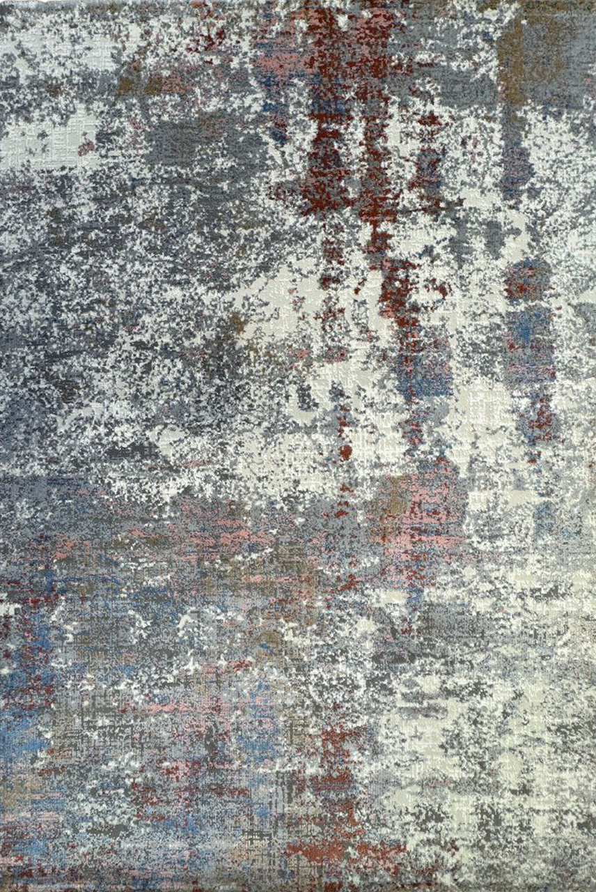 Efes 67 Grey & Rust Modern Carpet – Artful Balance of Warm and Cool Tones